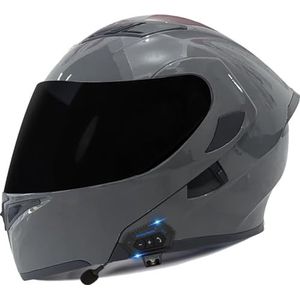 Integraalmotorhelm Modulaire helm met Bluetooth-helm, DOT/ECE-gecertificeerde integraalhelm met uitneembare voering en dubbellaags anticondensvizier voor heren Dames Racing 1,XXL(63-64CM)
