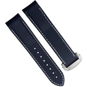 dayeer Rubberen horlogebanden voor Omega Seamaster 300 speedmaster Horlogeband Herenhorloge Accessoires Band (Color : Blue white silver, Size : 20mm)