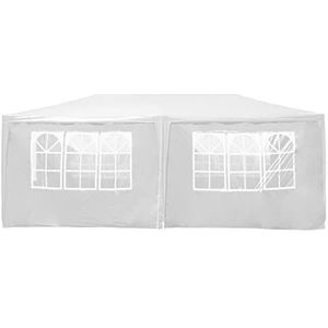 Wiltec paviljoen 3 x 6 m in wit met UV-bescherming 50+, tuinhuisje met oprolbare zijkanten, partytent met ramen voor bijvoorbeeld het terras en festivals