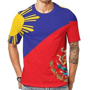 Filippijnen Mexico vlag heren korte mouw grafisch T-shirt ronde hals print casual t-shirt tops L