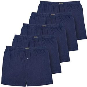 ROYALZ Set van 5 boxershorts voor heren, zacht katoen, losse Amerikaanse stijl, basic herenonderbroeken, wijd, klassiek, zacht, 5 stuks, Donkerblauw, S
