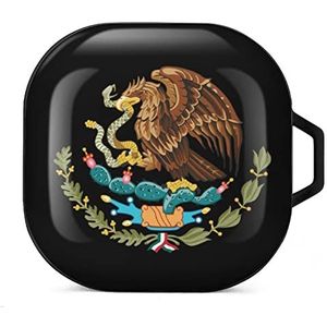 Mexico vlag adelaar oordopjes hoesje compatibel met Samsung hard shell beschermhoes zwart-stijl