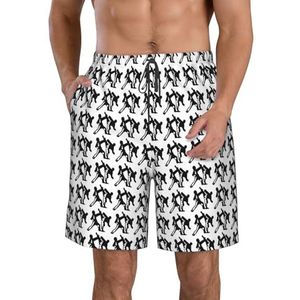 PHTZEZFC Taekwondo Martial Arts Print Strandshorts voor heren, zomershorts met sneldrogende technologie, licht en casual, Wit, S