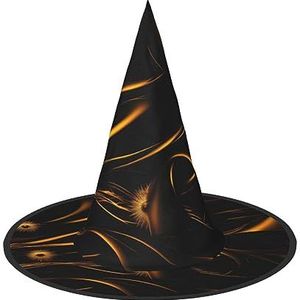 TyEdee Halloween Heks Hoed Wizard Spooky cap Mannen Vrouwen, voor Halloween Party Decor en Carnaval Hoeden -zwarte en gouden achtergrond