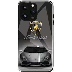 Telefoonhoesje, voor Lamborghini HD Patronen Achterkant Gehard Glas Achterkant Camerabeschermer Rand Wraparound Siliconen Telefoonhoes, voor,iphone 15 pro max case