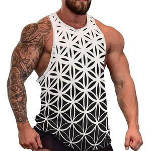 Zwart-wit Gradiënt Bloem Mannen Tank Top Grafische Mouwloze Bodybuilding Tees Casual Strand T-Shirt Grappige Gym Spier