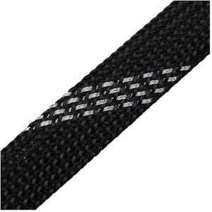 FOVAOK Rekbare PET-kabelhuls 2 mm ~ 40 mm hoge dichtheid isolatie kabelwartelbescherming zilverzwart 6 mm 1 m