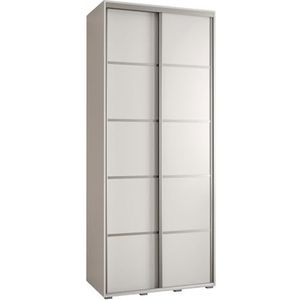 MEBLE KRYSPOL Davos 4 110 Kledingkast met twee schuifdeuren voor slaapkamer - Moderne Kledingkast met kledingroede en planken - 235,2x110x45 cm - Wit Wit Zilver