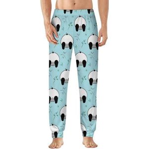 Grappige panda-billen heren pyjama broek zachte lounge bodems lichtgewicht slaapbroek