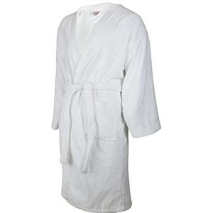 Clinotest Badstof badjas voor dames en heren, kookvast, krimpt of pluisjes, Oeko-Tex gecertificeerd, zonder capuchon, wit, L