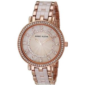ANNE KLEIN Vrouwen Premium Crystal geaccentueerd keramische armband horloge, AK/3810, Blush Roze/Rose Goud, AK/3810LPRG