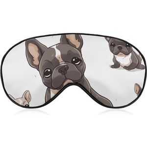 Slaapmasker Franse Bulldog, licht blokkerend oogmasker, comfortabel en zacht, oogbedekking met elastiek, geschikt voor mannen en vrouwen, geschikt voor reizen en slapen