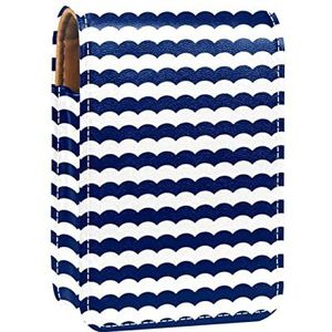 Water Wave lijn Lipgloss Houder Lipstick Case Draagbare Mini Lipstick Opbergdoos Reizen Lipstick Organizer Case met Spiegel voor Vrouwen, Meerkleurig, 9.5x2x7 cm/3.7x0.8x2.7 in