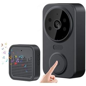 Draadloze deurbelcamera, WiFi Smart Deurbel Camera 2-weg Draadloze Visuele Intercom Deurbel met Afstandsbediening(Nero)