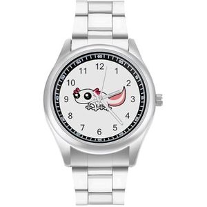 Cartoon Witte Axolotl Klassieke Heren Horloges Voor Vrouwen Casual Mode Zakelijke Jurk Horloge Geschenken