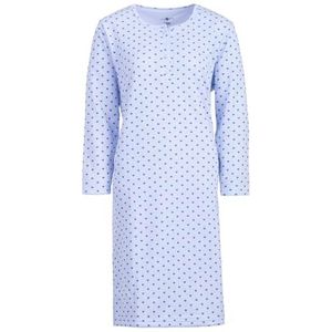 Zeitlos Nachthemd dames thermo lange mouwen hartjes knoopsluiting, lichtblauw, M