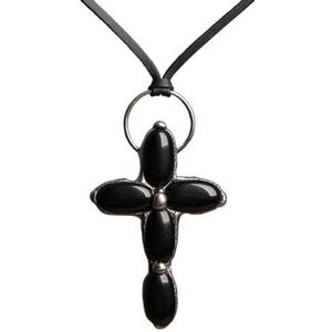 Unique Women Necklace Jewelry Natural Amethysts Quartz Black Tourmaline Stone Leather Necklace For Women Jewelry Gift (Color : Black Agate-01)