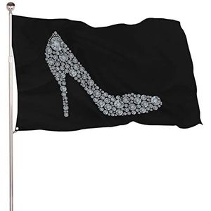 Diamant hoge hak schoen grappige vlaggen banner met messing doorvoertules voor buiten binnen tuin 60 x 96 inch