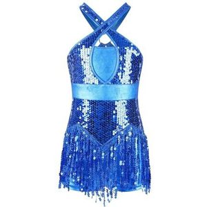 Gymnastiekpak voor meisjes, body met franjes voor Latijnse dans, cha-cha voor kinderen, show-kostuum met kwasten en glinsterende pailletten, jazz voor tango voor meisjes, maat 4-16