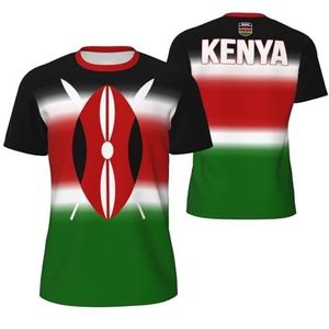 Sport Mesh T-Shirt Kenia Vlag voor Running Bike Voetbal Tennis Voetbal Fitness Tees 3D Gedrukt, Meerkleurig, XL