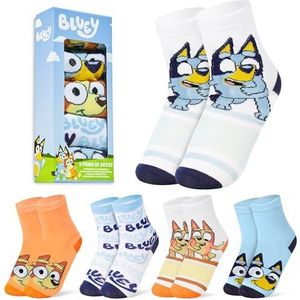 Bluey Ademende sokken voor meisjes, verpakking van 5 stuks, cadeaus voor kinderen, Meerkleurig, 27-30