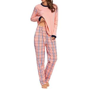 GOSO Pyjama voor Vrouwen V-hals Dames Pyjama Gezellig & Zacht Lange Mouwen Top en Broek Nachtkleding Casual Stijl Nachtkleding Lounge Sets, 02roze, XXL