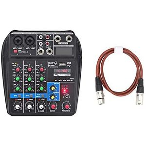 Audiomixer, Sound Mixing Console Bluetooth USB Record Computer afspelen Phantom Power Delay Repaeat Effect 4 kanalen USB Audiomixer A4 Eenvoudig te gebruiken en te bedienen (Color : A4-E-U 2pcs 1M)