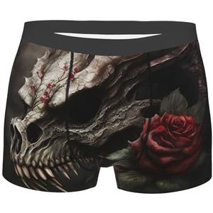 501 Skull Dragon Rose Art Gothic Gloomy Dark Heren Ondergoed Trunks Comfortabele Boxers Shorts Sneldrogende Boxer Broek Getailleerde Boxer Slip, Boxer Slips 114, XXL