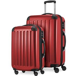 HAUPTSTADTKOFFER - Alex - 2-delige kofferset harde schaal glanzend, middelgrote koffer 65 cm + handbagage 55 cm, 74 + 42 liter, TSA, rood, 65 cm, Kofferset