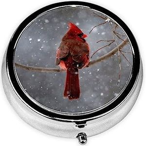 Rode Vogel Gedrukt Pil Doos 3 Compartiment Geneeskunde Pil Case Leuke Geneeskunde Organizer Reizen Pillendoos Draagbare Pil Container Houder