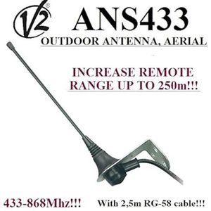 V2 ANS433 buitenantenne voor elke poortautomatisering 433 tot 868 MHz 50 Ohm bereik tot 250 m