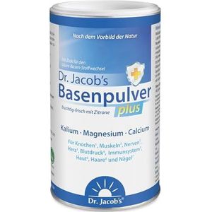 Dr Jacob's Basenpoeder plus I kalium calcium magnesium zink I vitamine C D B1 I mineralen als citraat en lactaat I voor spieren, botten, hart en bloeddruk * I 300 g basepoeder veganistisch