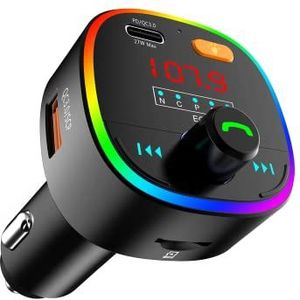 eppfun Bluetooth FM Zender, Draadloze autoradio zenderadapter, Handsfree auto-radio-adapter, Universele Autolader met QC3.0 USB, Type-C, ondersteunt USB-stick