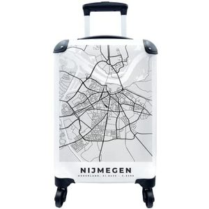 MuchoWow® Koffer - Stadskaart - Nijmegen - Grijs - Wit - Past binnen 55x40x20 cm en 55x35x25 cm - Handbagage - Trolley - Fotokoffer - Cabin Size - Print