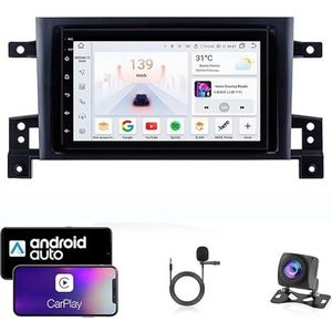 9 Inch Autoradio Compatibel voor Suzuki Grand Vitara 3 2005�–2015 met GPS Navigatie CarPlay Android Auto Acht-Core 4G Bluetooth WiFi MirrorLink Stuurwiel Afstandsbediening(T1 4 Core Wifi 1G+16G)