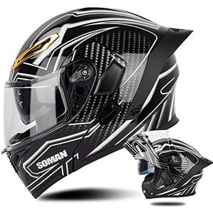 Motorhelm, Modulaire opklapbare helmen DOT ECE-gecertificeerde dubbele vizieren integraalhelm scooterhelm crashhelm A,XL