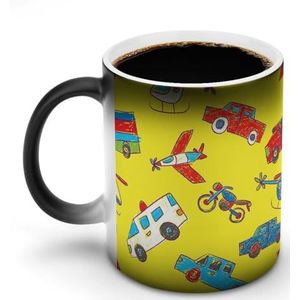 Kleurrijk Vervoervoertuig Pas Magische Warmte Veranderende Mok Keramische Cup Koffie Mokken Warmtegevoelige Grappige Gift aan