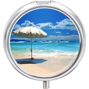 Paraplu op het strand pillendoosje mini pillendoosje zak pillendoosje voor mannen reizen pillendoos schattige pillenorganizer 3 compartimenten medicijnpillenhouder pillenhouder