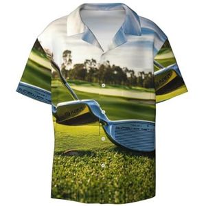 YJxoZH Golf Club Print Heren Jurk Shirts Casual Button Down Korte Mouw Zomer Strand Shirt Vakantie Shirts, Zwart, 3XL