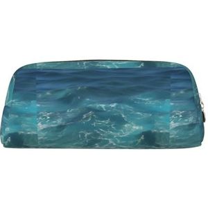 The Deep Ocean Lichtgewicht Draagbare Lederen met Rits Pen Case 20.5x5.5x8cm voor Kantoor Reizen Make-up Opbergtas, Goud, Eén maat, Munt Pouch