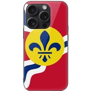 Vlag van St. Louis Glas Hard Shell Ultradun Schokbestendig Compatibel met iPhone 15 Serie Beschermhoes iPhone 15 Pro