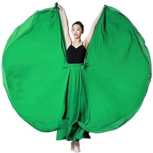 Flamencorok for vrouwen 180/360/540/720 graden volle cirkel swingrok Spaanse danskostuum Volwassen vloeiende geplooide gelaagde rok for optredens Halloweenfeest Rode krijt thema-outfit(Green_180)