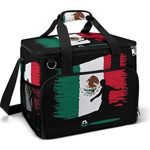 Mexicaanse voetballer grappige koeltas opvouwbare draagbare geïsoleerde zakken lunch draagtas met meerdere zakken voor strand, picknick, camping, werk
