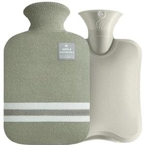 Warmwaterkruik 1000/2000 ml warmwaterflessen zak watervullende warmwaterzak voor vrouwelijke warme buik handen en voeten houden hand warmer warm waterzak warm water zak (groen 1000 ml)