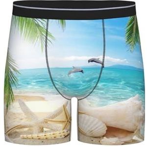 GRatka Boxer slips, heren onderbroek Boxer Shorts been Boxer Slips grappig nieuwigheid ondergoed, zeester strand zee palmen gedrukt, zoals afgebeeld, XL