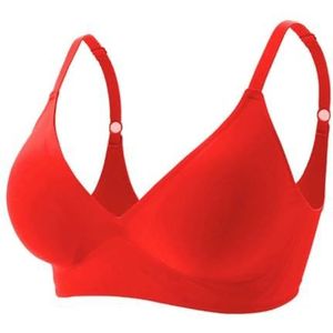 GWSGSFAS Ondergoed Naadloze Bras Voor Vrouw Draadloze Slaap Verwijderbare Gewatteerde Bralette Een Stuk Brassiere Geen Draad, Rood, S