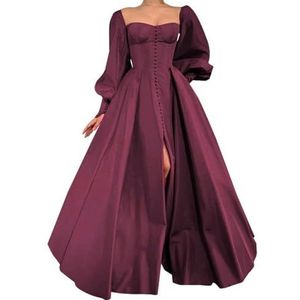 WSEYU Satijnen bruidsmeisjesjurk voor dames, met split, galajurken, plooien, cocktailjurk, grote maten, Bordeaux, 32