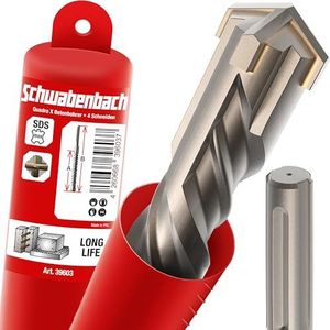 SCHWABENBACH ® SDS Max-boor 40 mm x 800 mm, betonboor, nauwkeurig en snel boren in beton, hoogwaardige kwaliteit met hardmetalen punt, lange steenboor, haakt niet in wapeningen, 40 x 800 mm