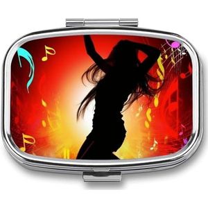 Pillendoos 2 compartimenten vierkante pillenorganisator dagelijkse kleine pillenhoes voor reizen dans muziek metalen pillencontainer draagbare medicijnorganisator voor pillen vitaminen visolie