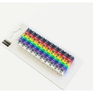 Draadnummermarkering, Kabeldraadmarkers cijfers 0-9 alfabet AZ veelkleurig pak van 500 stuks(Ec-2-100pcs-0-9)